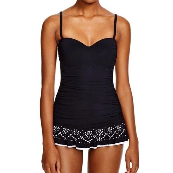 Profile by Gottex Women's 38D Full Support Swim Tankini Top Black Ruffle Floral - Picture 1 of 16